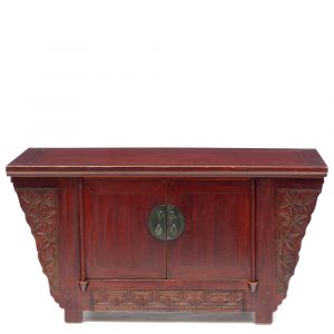 Low cabinet with bamboo carving