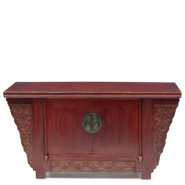 Low cabinet with bamboo carving