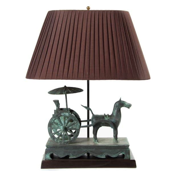 Bronze chariot table lamp