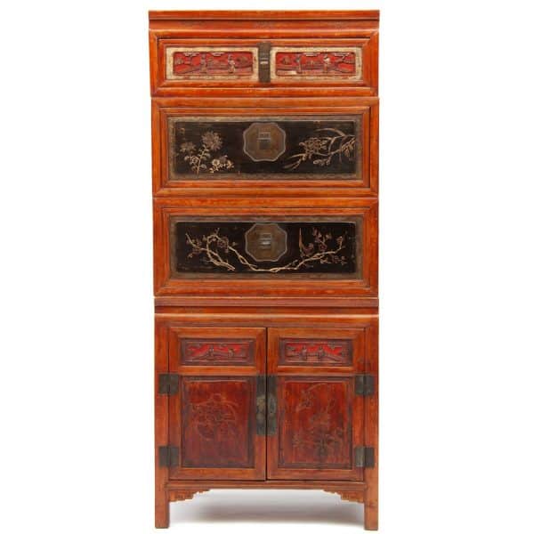 Chinese antique wedding chest and cabinet set