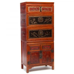 Chinese antique wedding chest and cabinet set