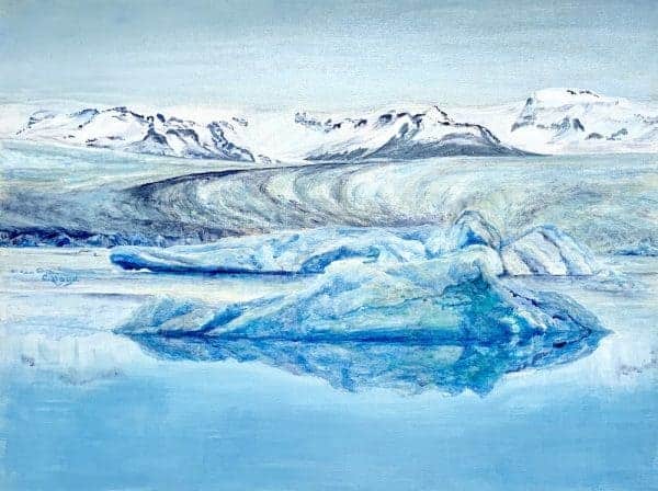 Chrissielloyd_ReflectionsonblueIceland_2018_64x49cm_acryliconcanvas_$800