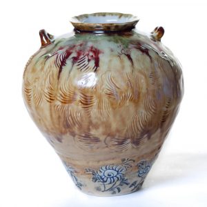 Unique hand painted vase by Wang Fangcheng