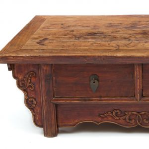 Low antique two drawer table detail