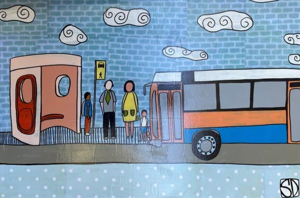 Canberra Bus Scene by Sally Dunbar