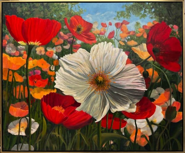 Poppies with Trees by Roger Beale