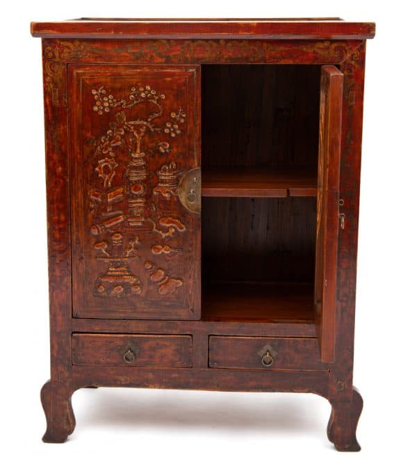 Linen cabinet with painting and embossed scholar motifs - Image 2