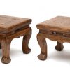 Low antique Chinese stools with cabriole legs