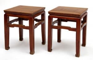 Square antique Chinese stools with horse hoof feet