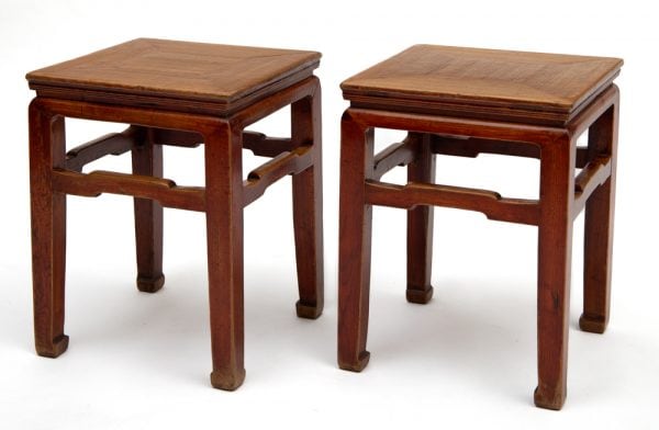 Square antique Chinese stools with horse hoof feet