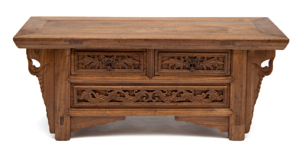 Two drawer carved kang - front