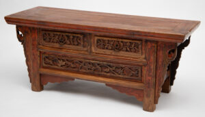 Two drawer kang peach blossom carving - side