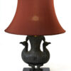 Double standing peacock bronze lamp