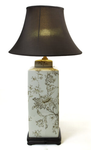 Summer flowers tall porcelain lamp