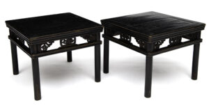 Large black lacquered stools