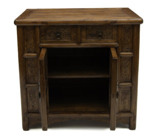 Cabinet with deer medallions - open