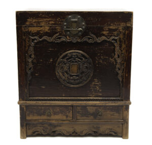 Two drawer chest with dragon carving - front