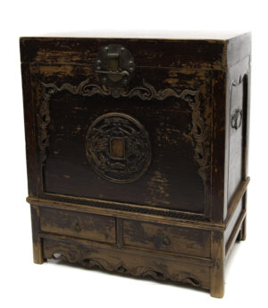 Two drawer chest with dragon carving - side