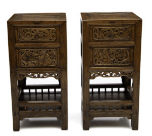 Tea stands with immortal carving - front