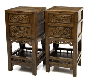 Tea stands with immortal carving - side