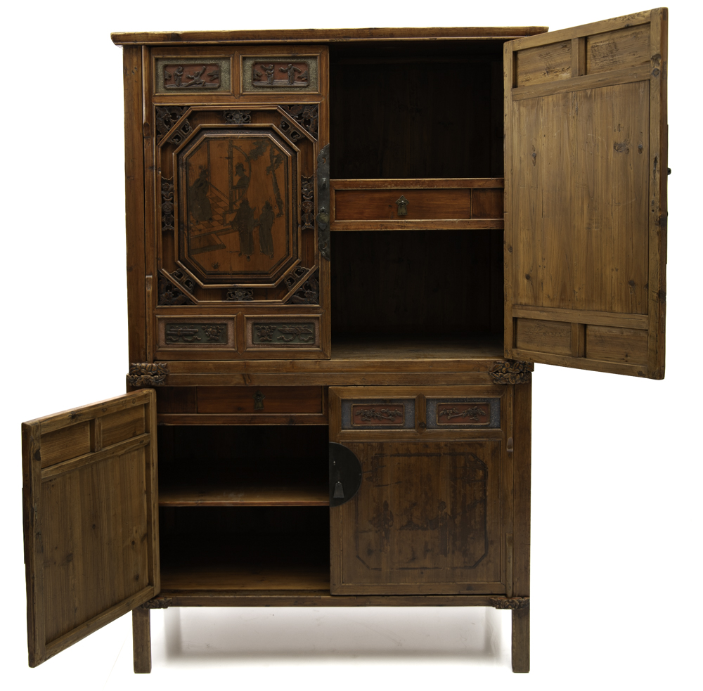 Two section cabinet - open