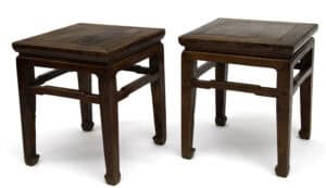Square stools with humpback stretchers