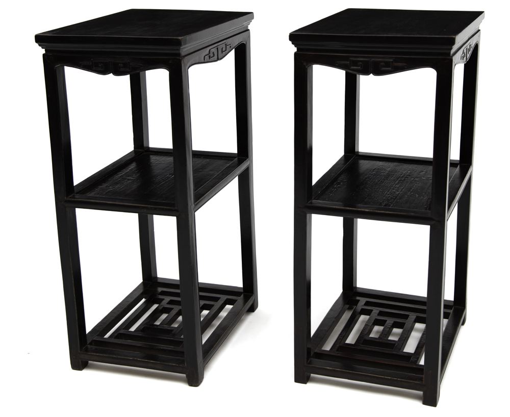 Black lacquered plant stands